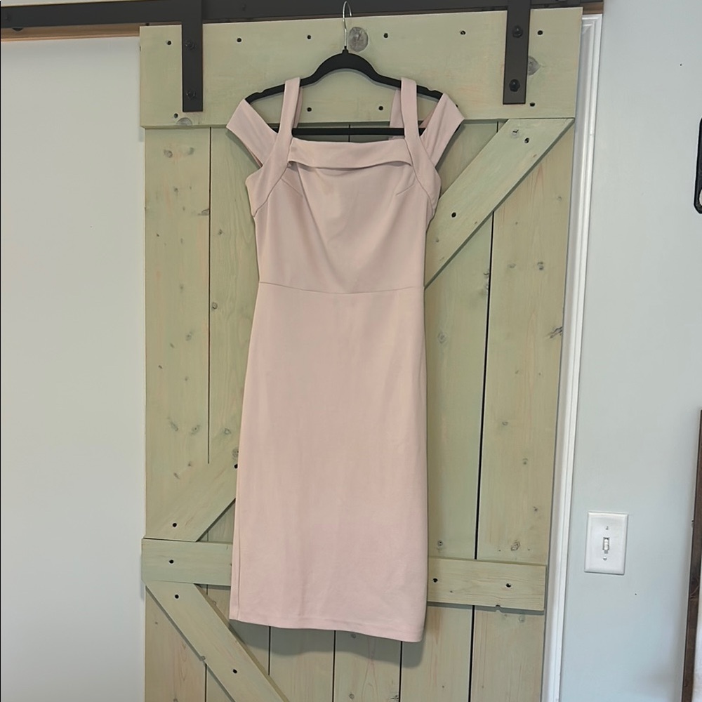 Pink Off Shoulder Sheath Midi Dress Night Out